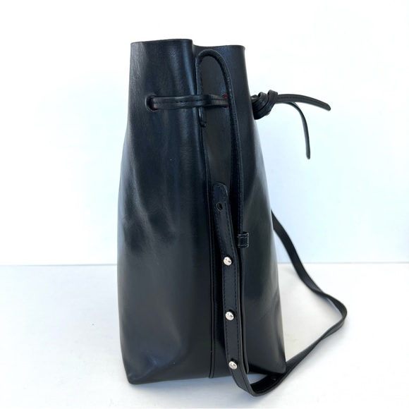 ♦️SOLD♦️MANSUR GAVRIEL Fllamma Black Structured Leather Shoulder Bag Tote Bucket - Picture 4 of 16